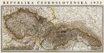 Československo 1933 - nástěnná mapa