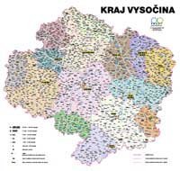 Správní uspořádání - Kraj Vysočina v měřítku 1: 120 000 nástěnná mapa Žaket (1)