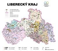 Správní uspořádání - Liberecký kraj v měřítku 1: 100 000 nástěnná mapa Žaket (1)